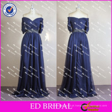 ED Bridal Sexy Off Shoulder Meia manga Long Royal Blue Tulle Long Evening Dress 2017